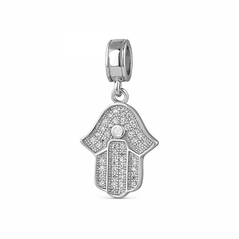 Abalorio mano de fátima con circonitas plata