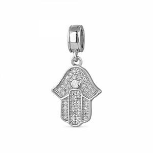 Abalorio mano de fátima con circonitas plata