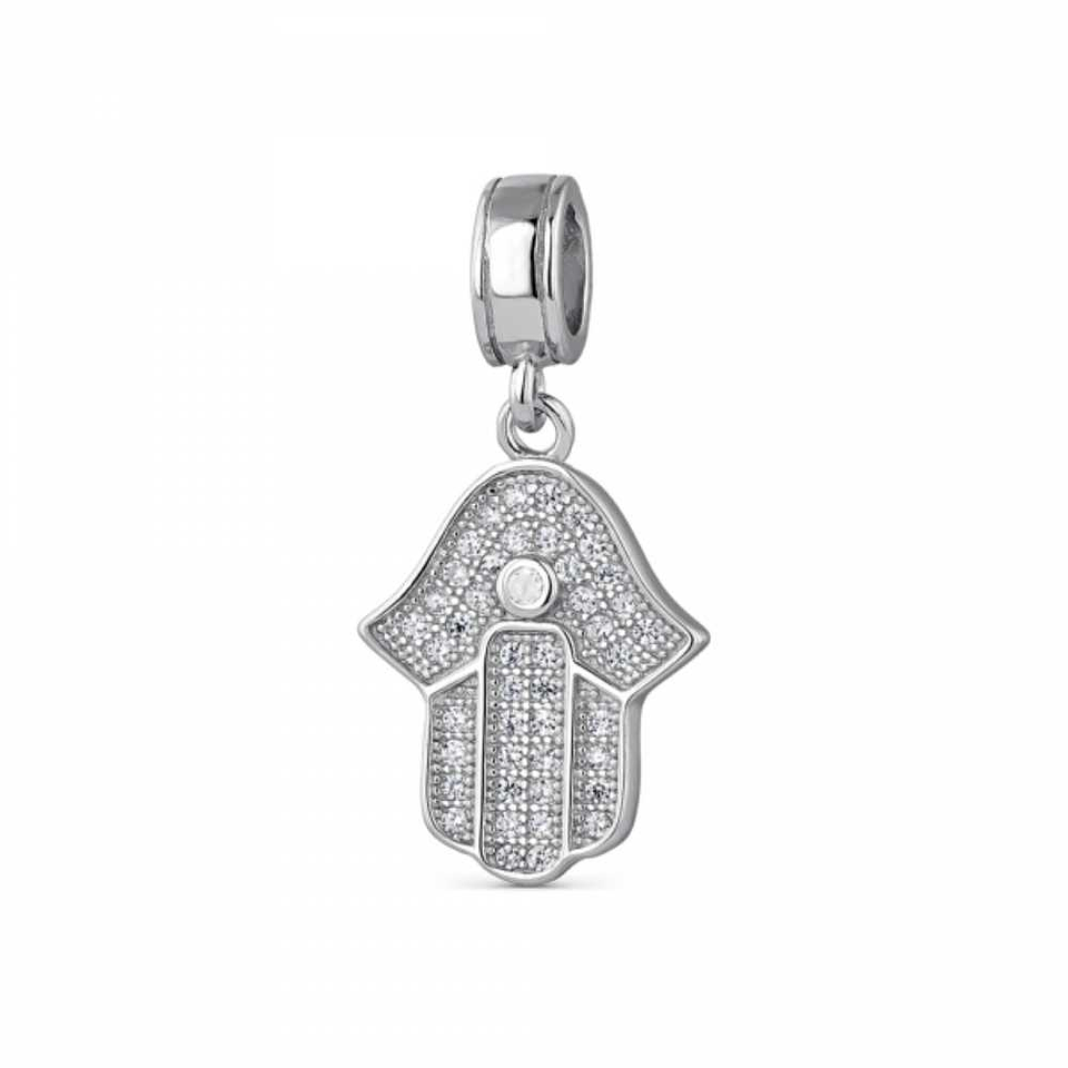 Abalorio mano de fátima con circonitas plata 1