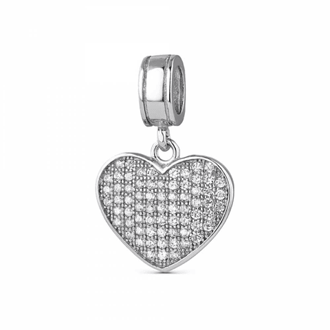 Abalorio corazón resplandor plata