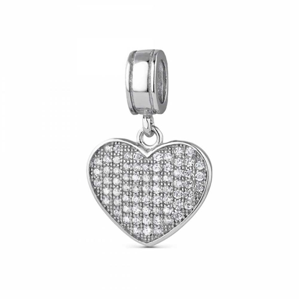 Abalorio corazón resplandor plata 1