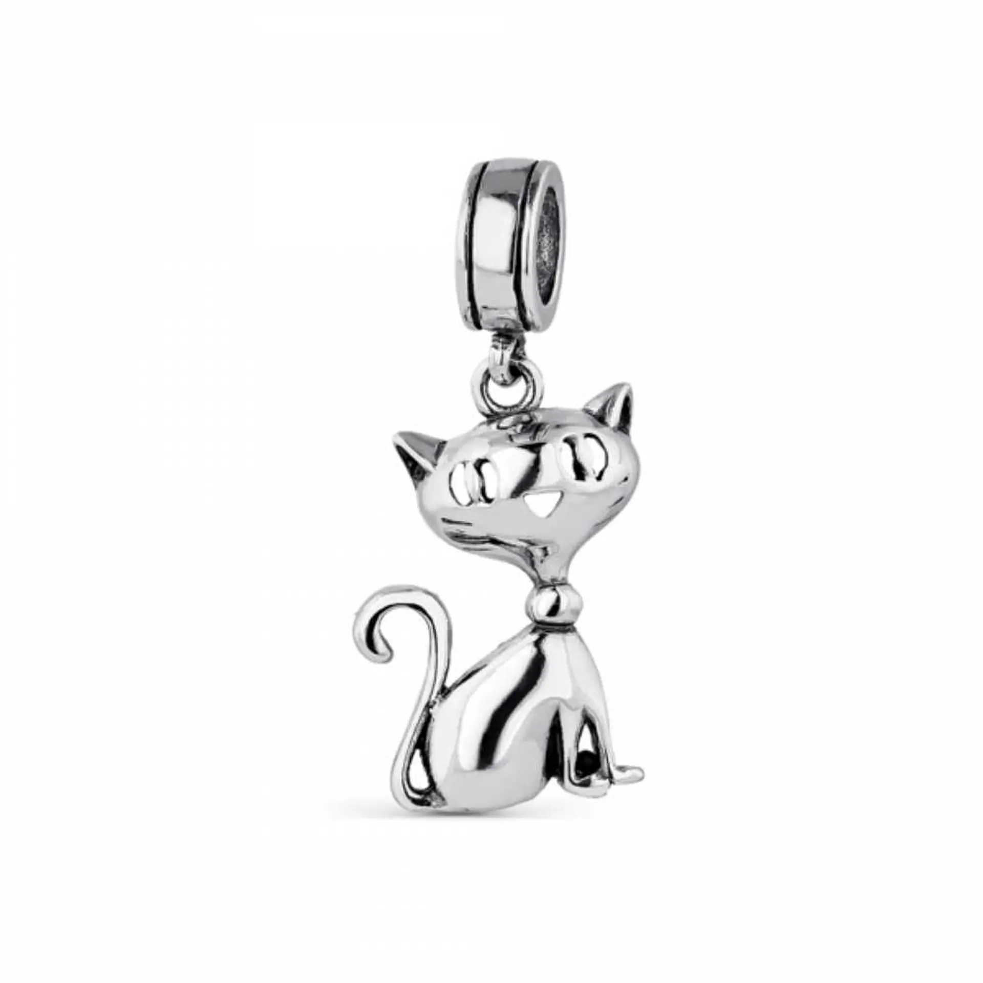 Abalorio gato de la suerte plata 1