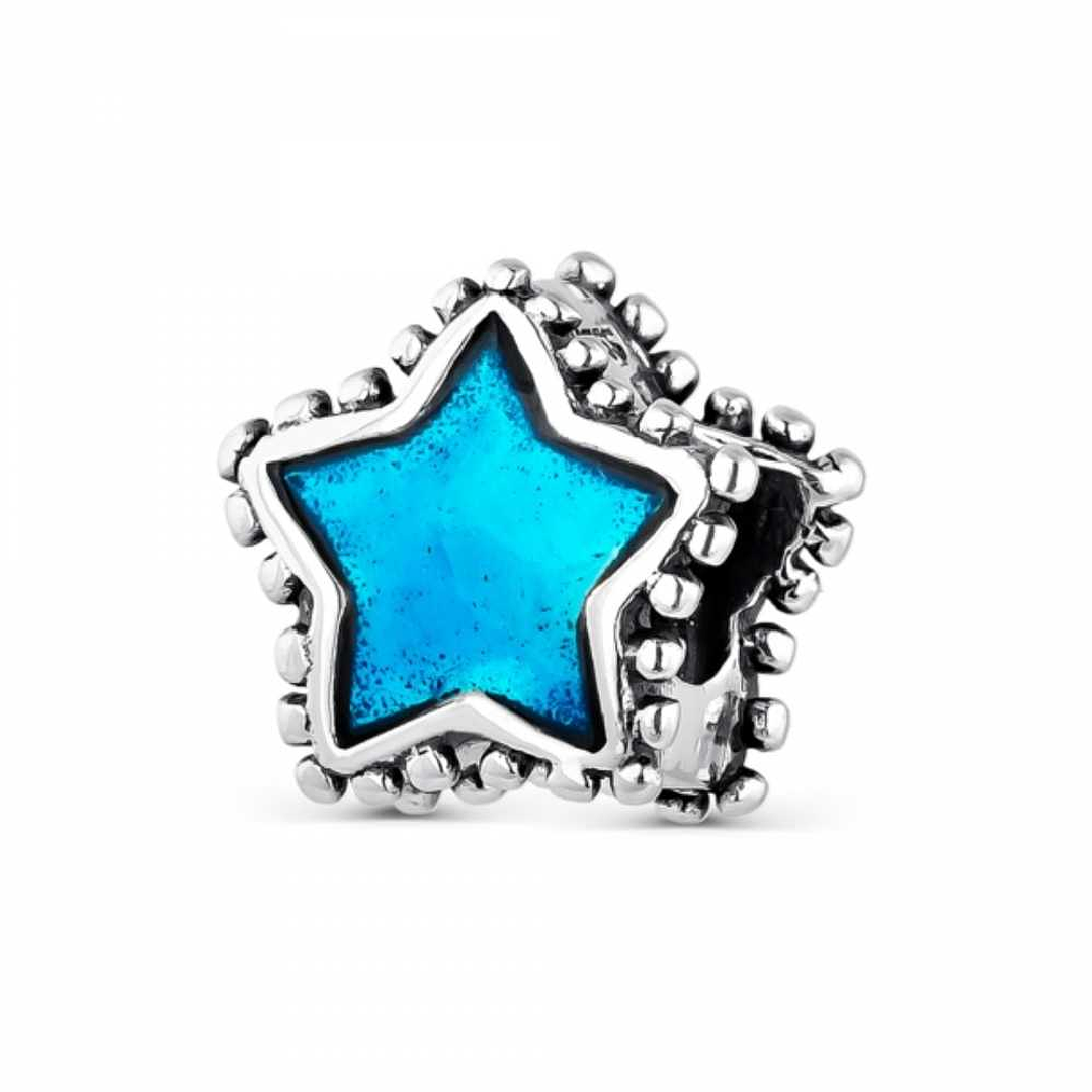 Abalorio estrella azul plata 1
