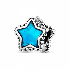 Abalorio estrella azul plata