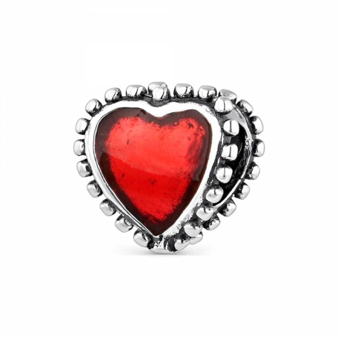 Abalorio corazón rojo plata 1