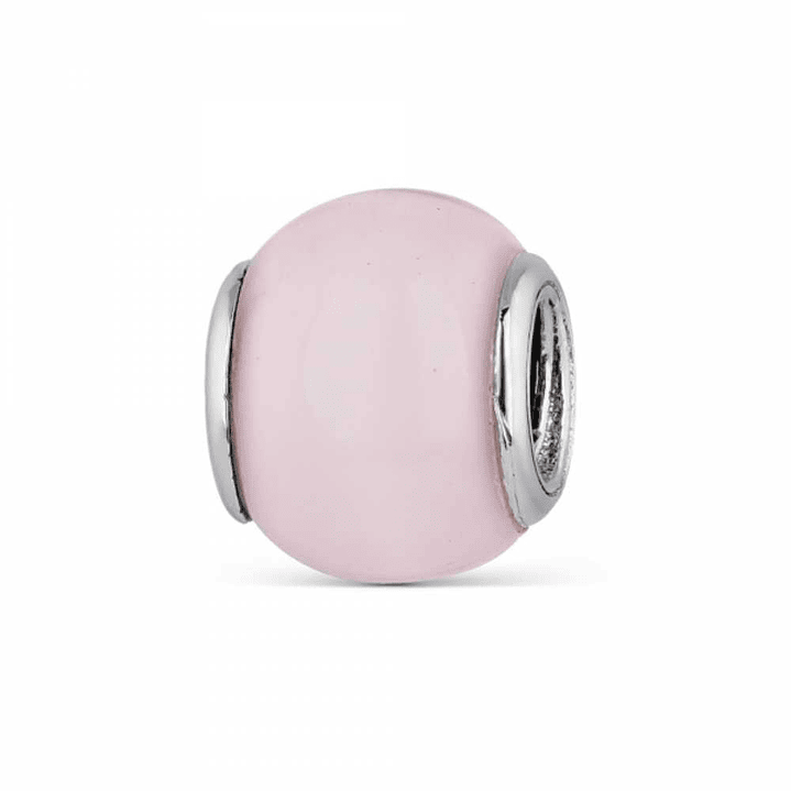 Abalorio murano rosa plata 1