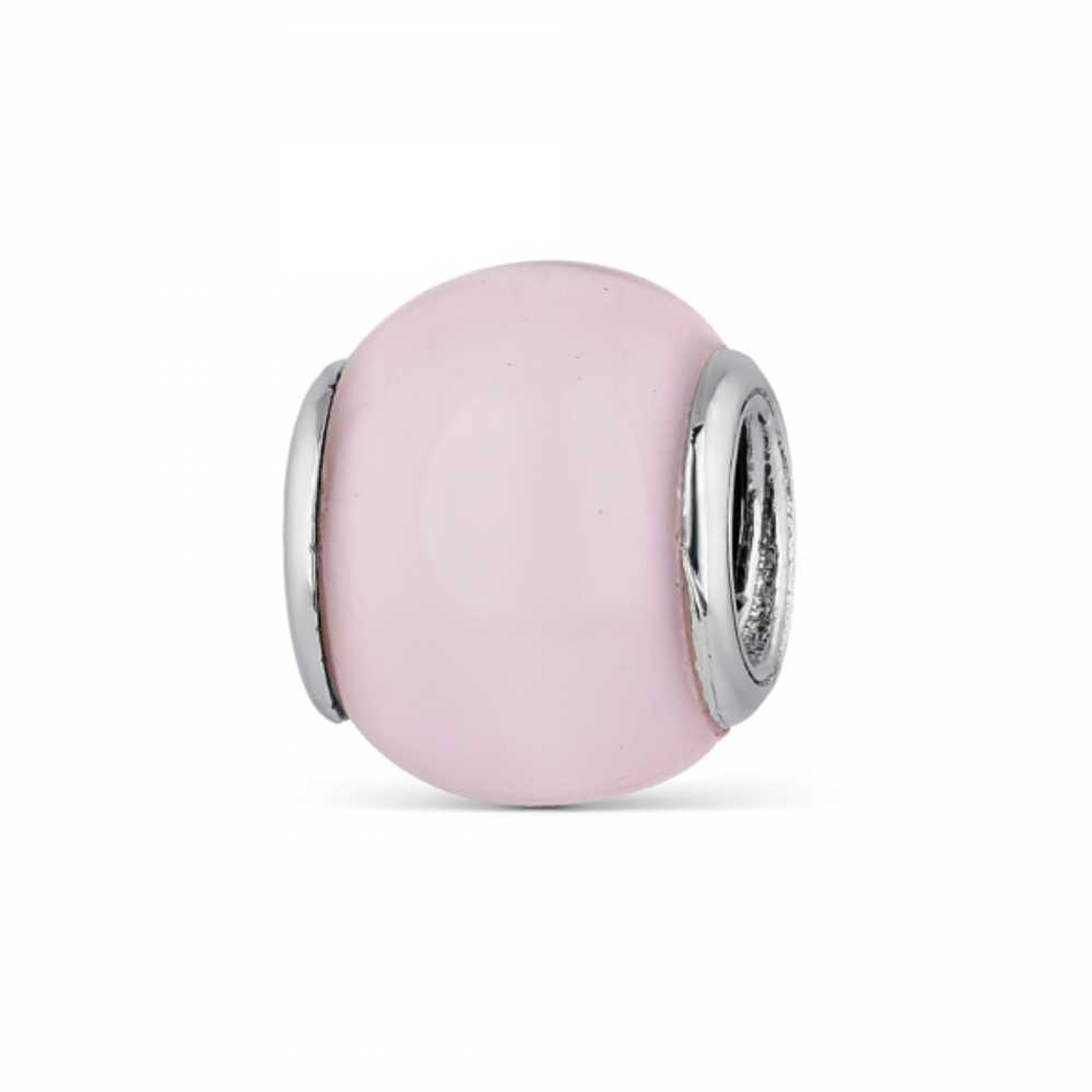 Abalorio murano rosa plata 1