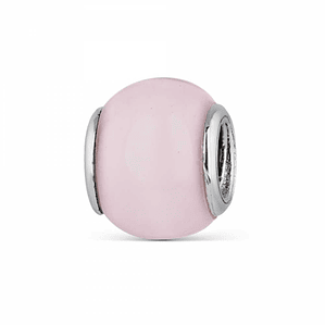 Abalorio murano rosa plata