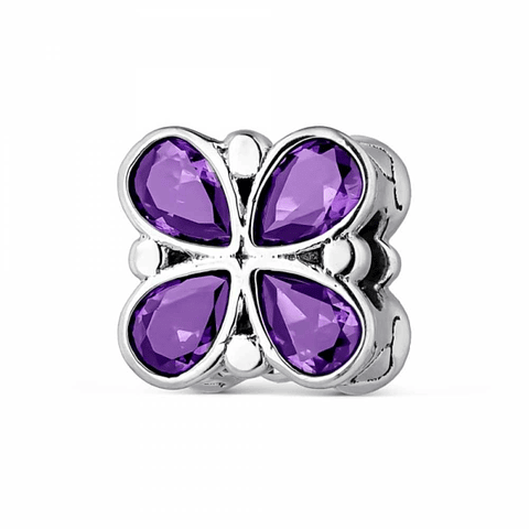 Abalorio mariposa morado plata