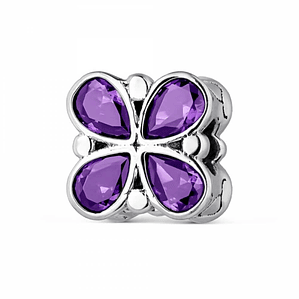 Abalorio mariposa morado plata