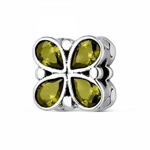 Abalorio mariposa verde plata