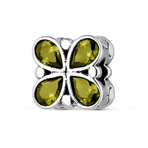 Abalorio mariposa verde plata