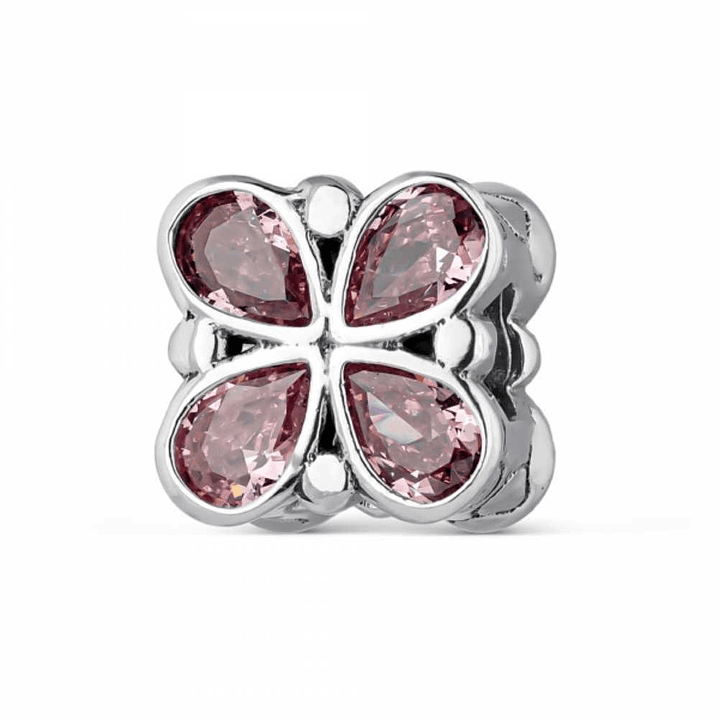 Abalorio mariposa rosa plata 1