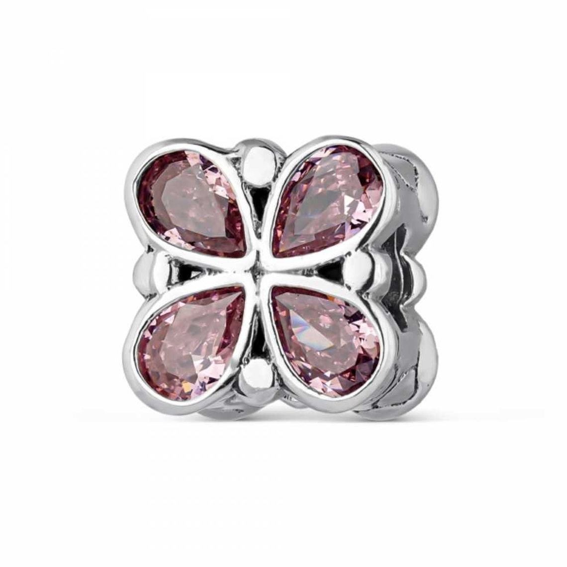 Abalorio mariposa rosa plata 1