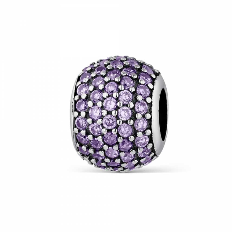 Abalorio destello morado plata 1