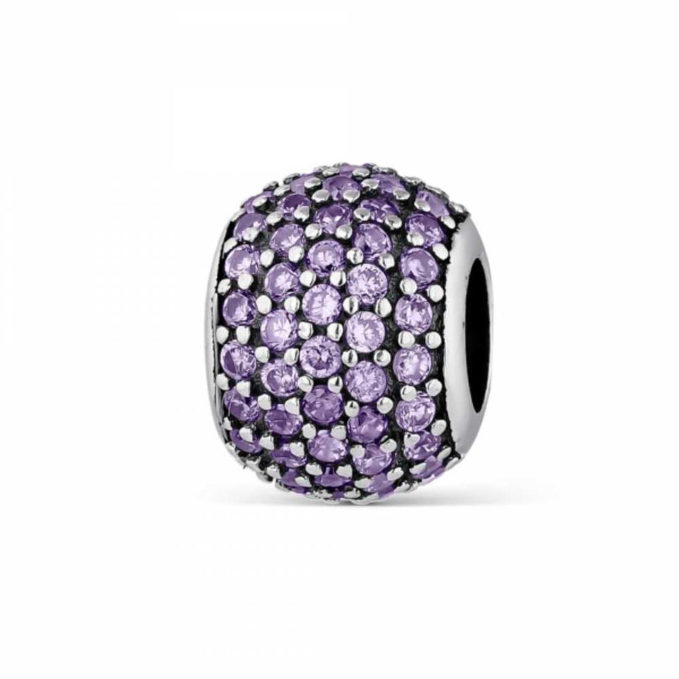 Abalorio destello morado plata 1