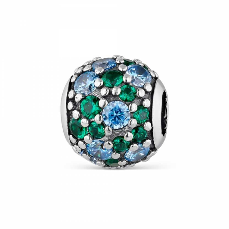 Abalorio destello verdoso plata  1