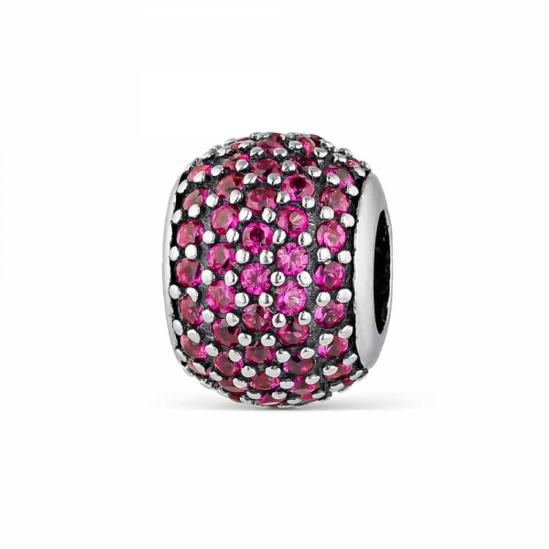 Abalorio destello fucsia plata 1