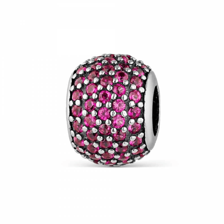 Abalorio destello fucsia plata 1