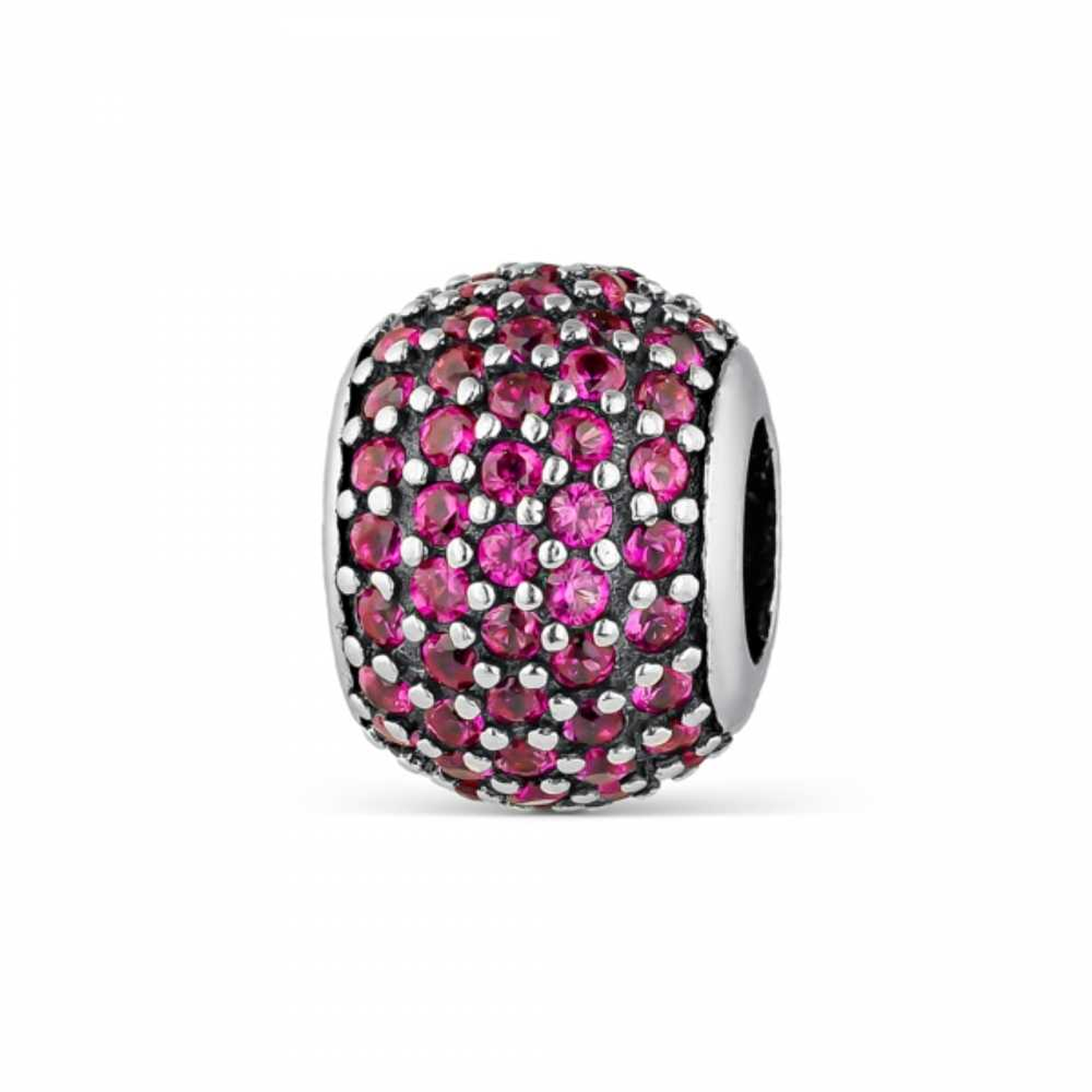 Abalorio destello fucsia plata 1