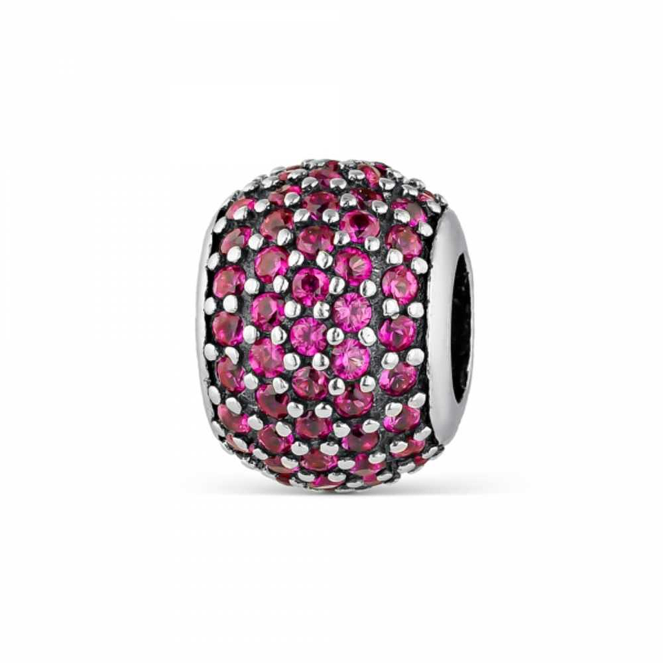 Abalorio destello fucsia plata 1