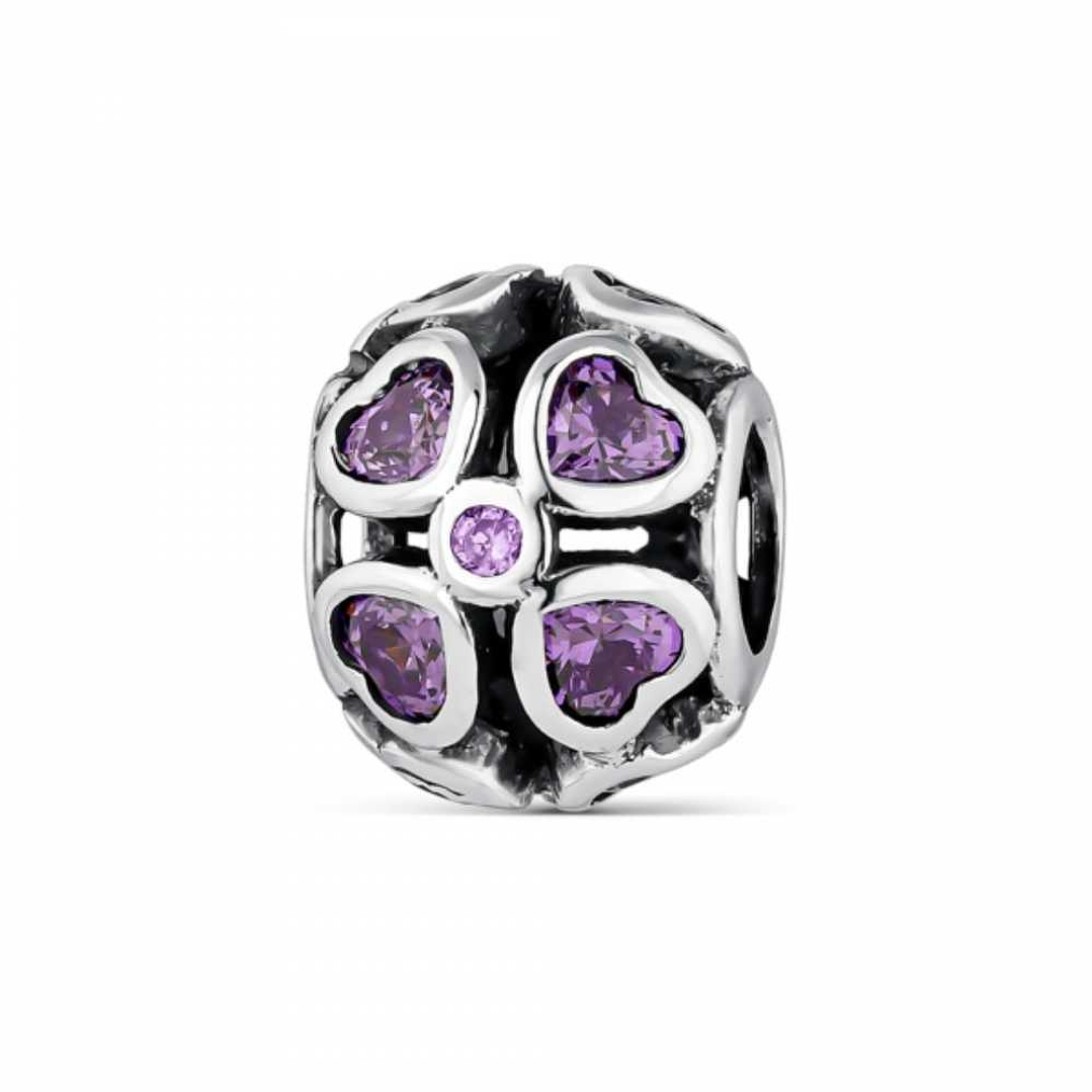 Abalorio amores morado plata 1