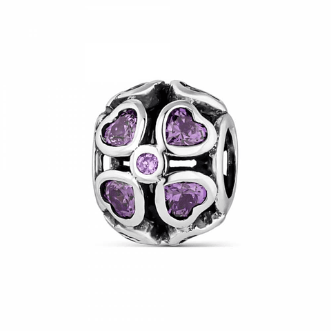 Abalorio amores morado plata