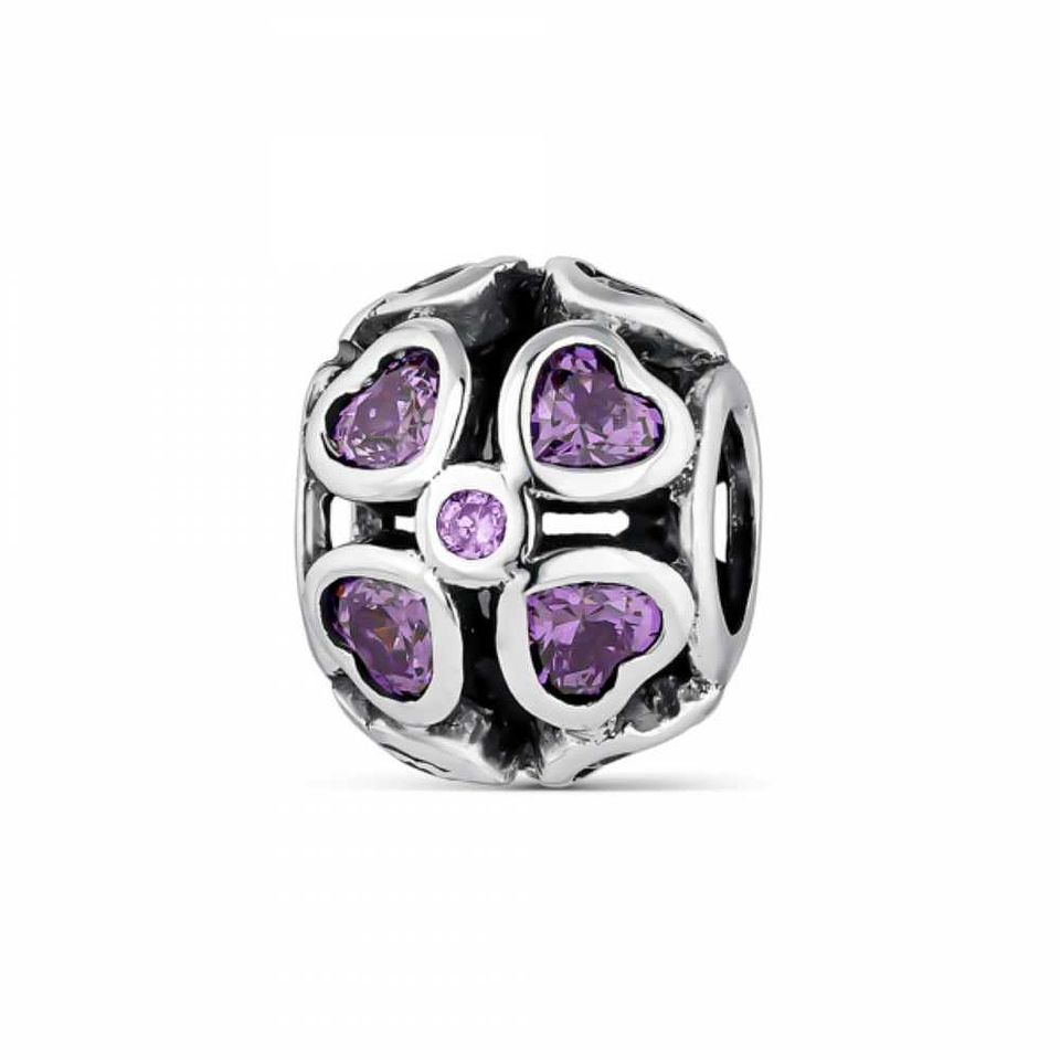 Abalorio amores morado plata 1