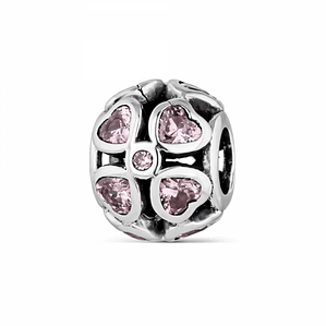 Abalorio amores rosa plata
