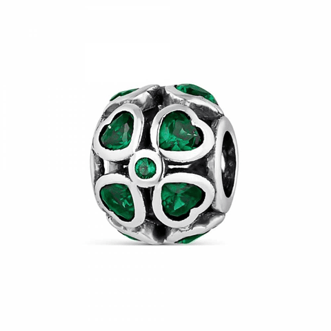 Abalorio amores verde plata