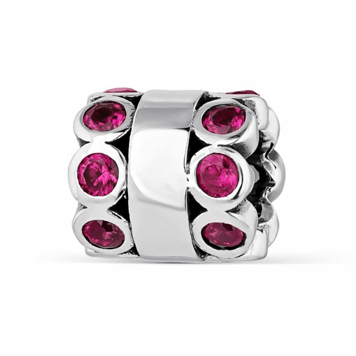 Abalorio senda rosa plata 1