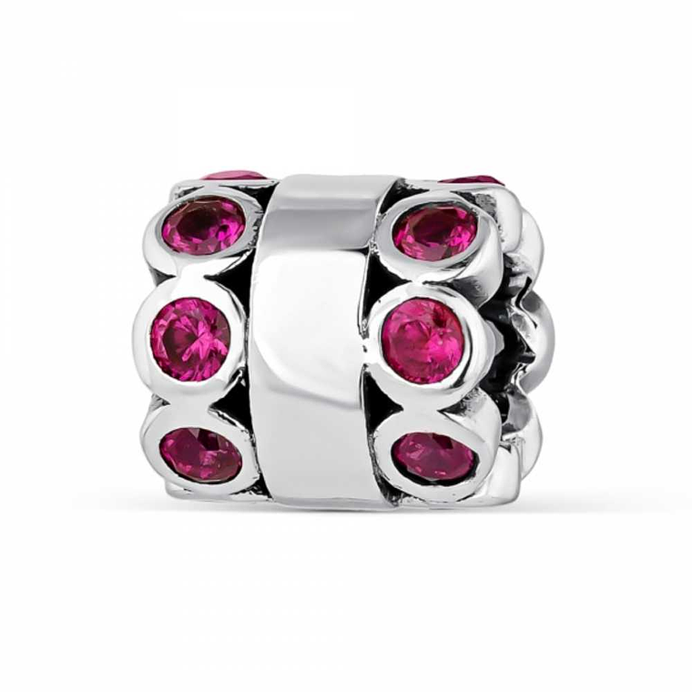 Abalorio senda rosa plata 1