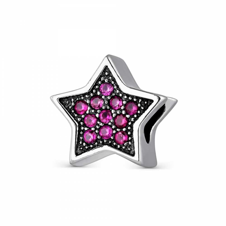 Abalorio estrella fugaz rosa plata 1