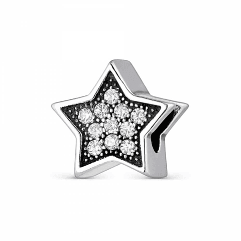 Abalorio estrella fugaz blanca plata 