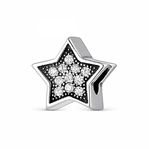 Abalorio estrella fugaz blanca plata 