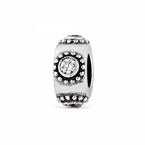 Abalorio emoción rosa plata 