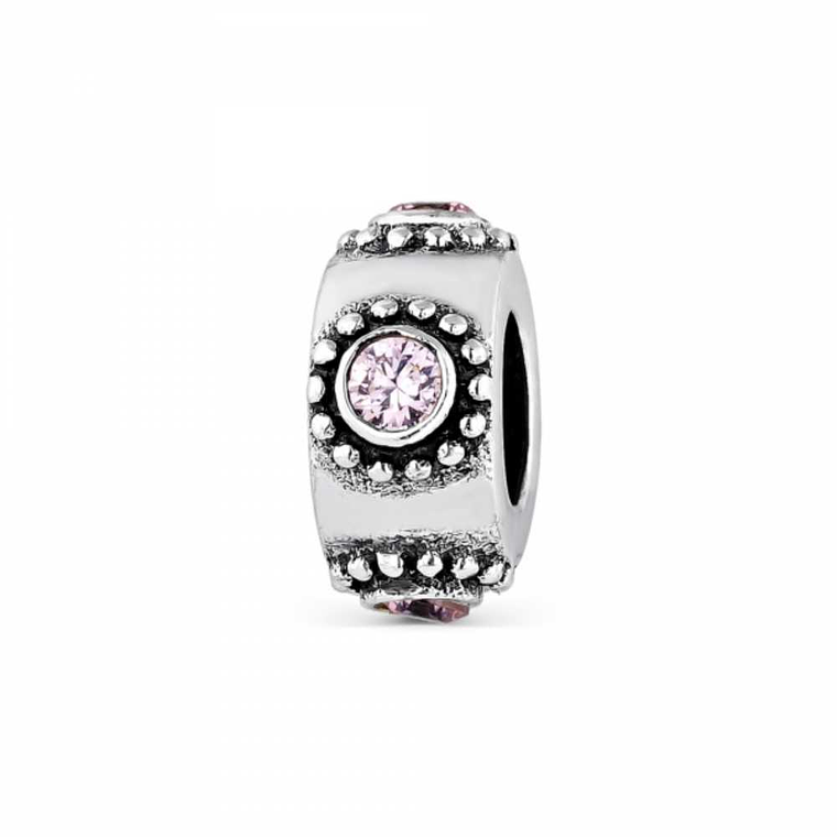 Abalorio emoción rosa plata  1