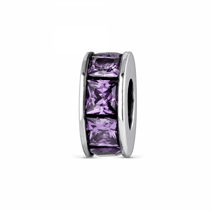 Abalorio arcoíris morado plata  1