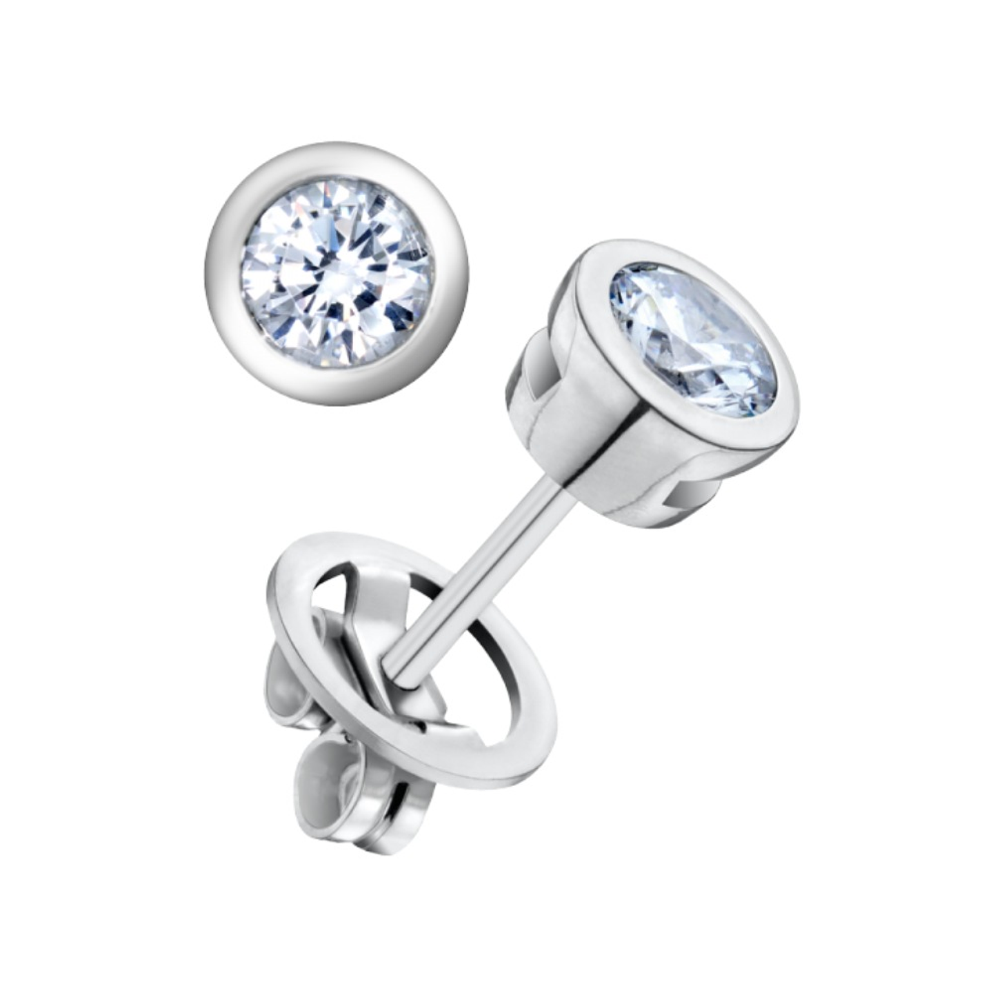 Pendiente Oro blanco brillante 1