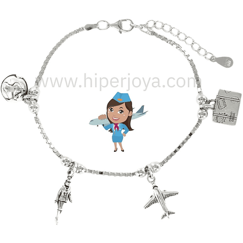 Pulsera de la azafata plata