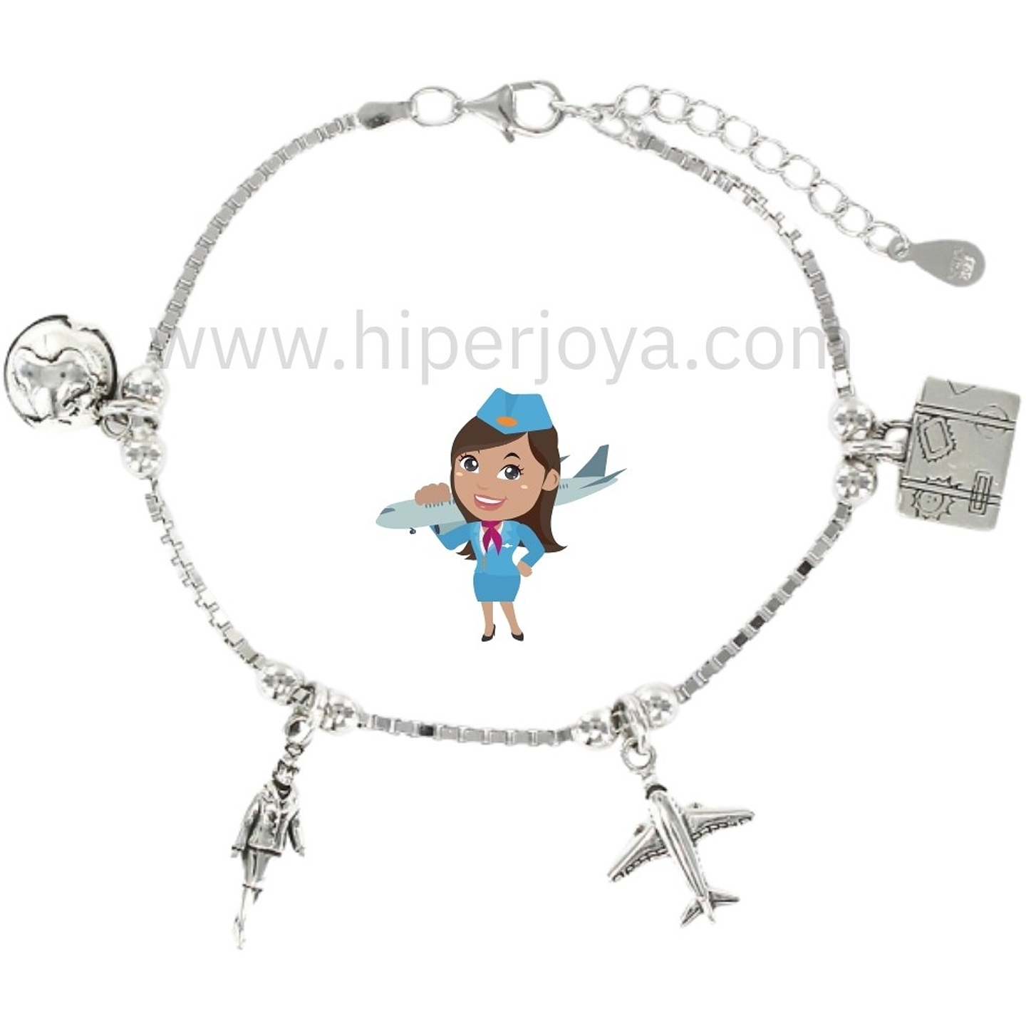 Pulsera de la azafata plata 1