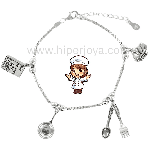Pulsera de la cocinera plata