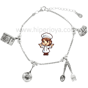 Pulsera de la cocinera plata