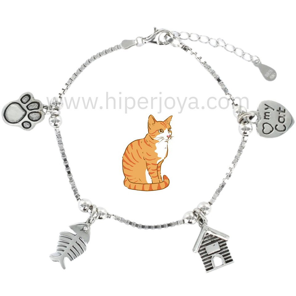 Pulsera de la mascota cat plata 1