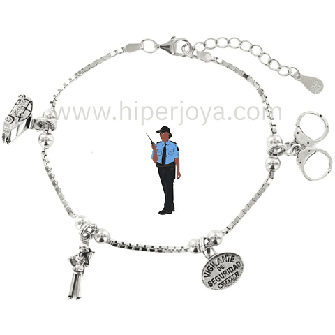 Pulsera vigilante de seguridad plata