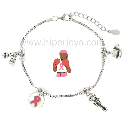 Pulsera del control de cáncer plata