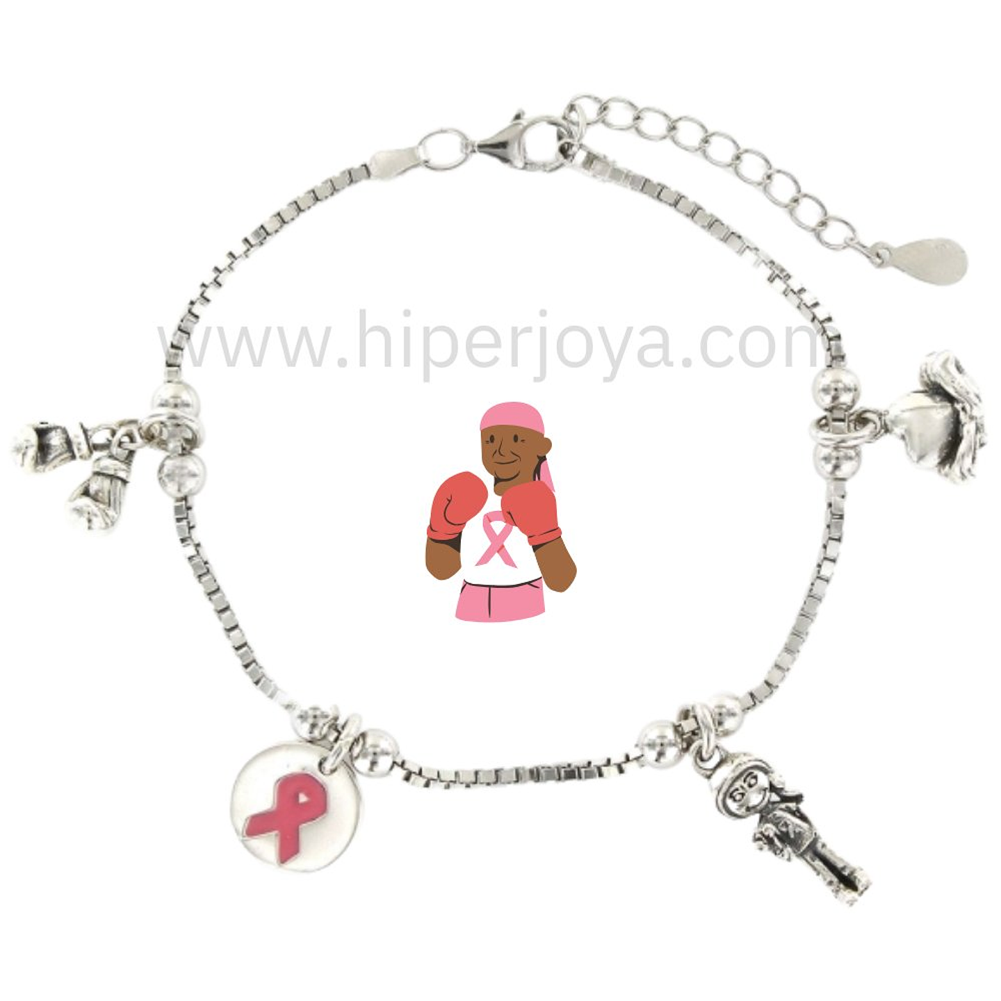 Pulsera del control de cáncer plata 1
