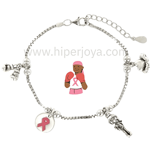 Pulsera del control de cáncer plata