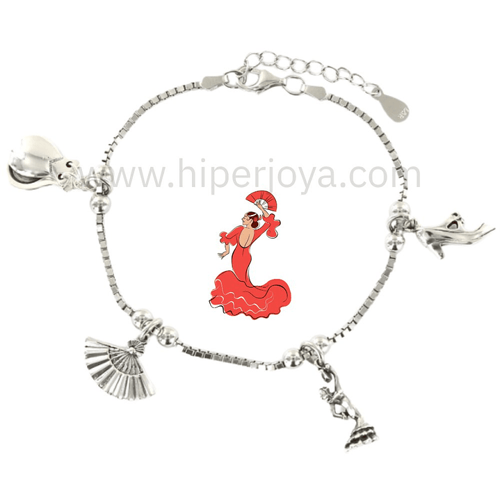 Pulsera bailadora de flamenco plata  1