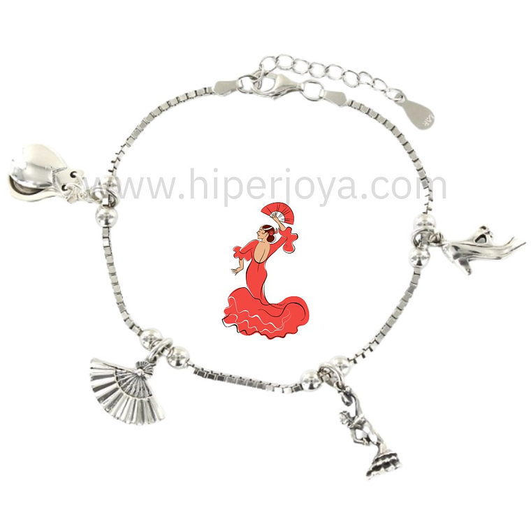 Pulsera bailadora de flamenco plata  1